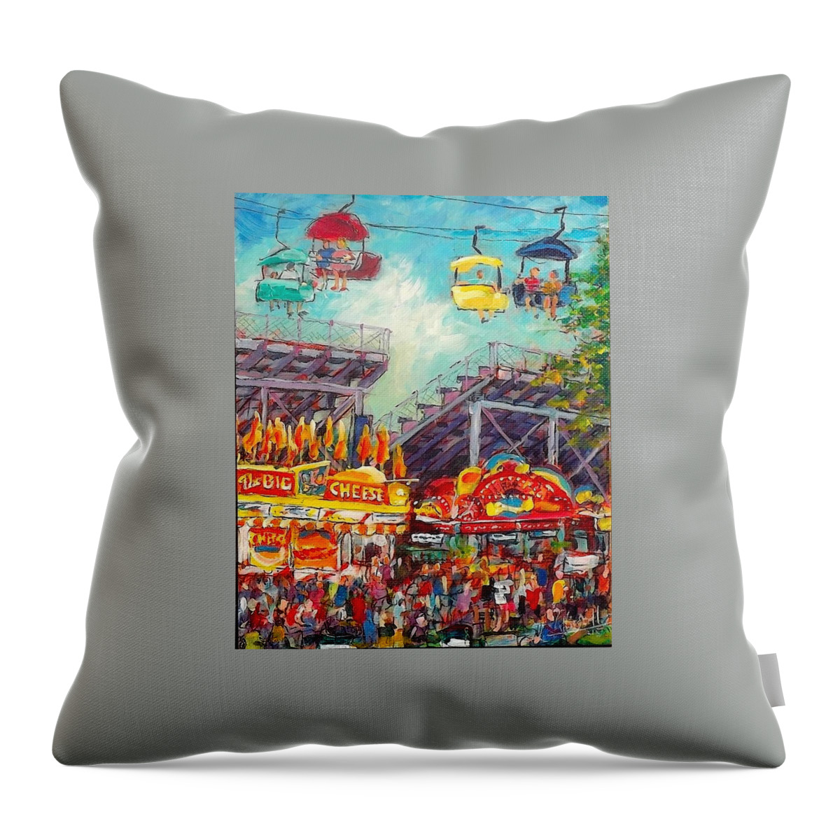 Wisconsin State Fair Throw Pillow featuring the painting The Big Cheese by Les Leffingwell
