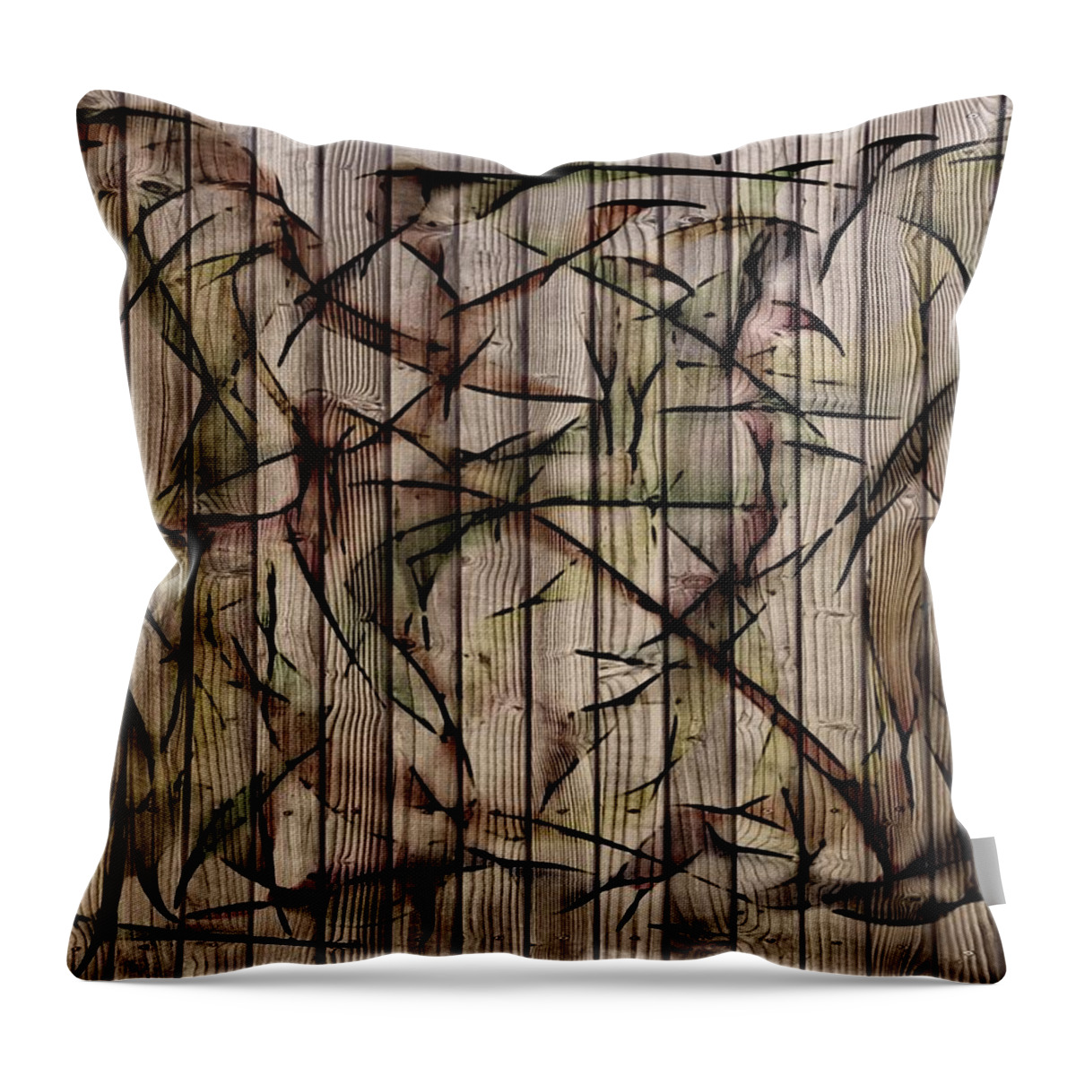 The Birds Abstract Throw Pillow featuring the painting The Birds Abstract by Marian Lonzetta