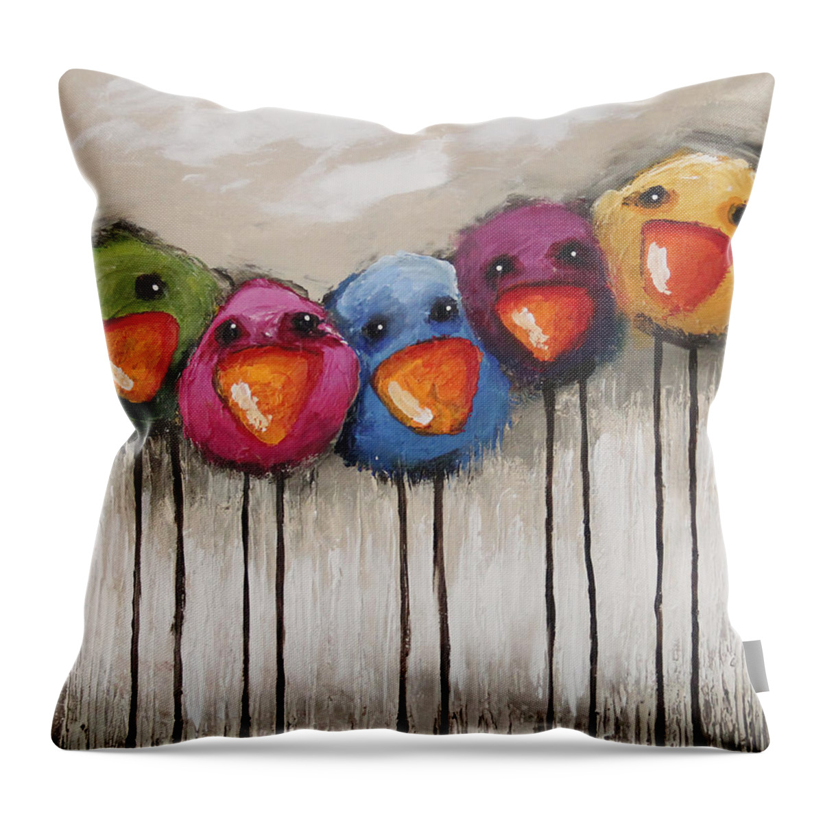 Bird Throw Pillow featuring the painting The Birds by Lucia Stewart