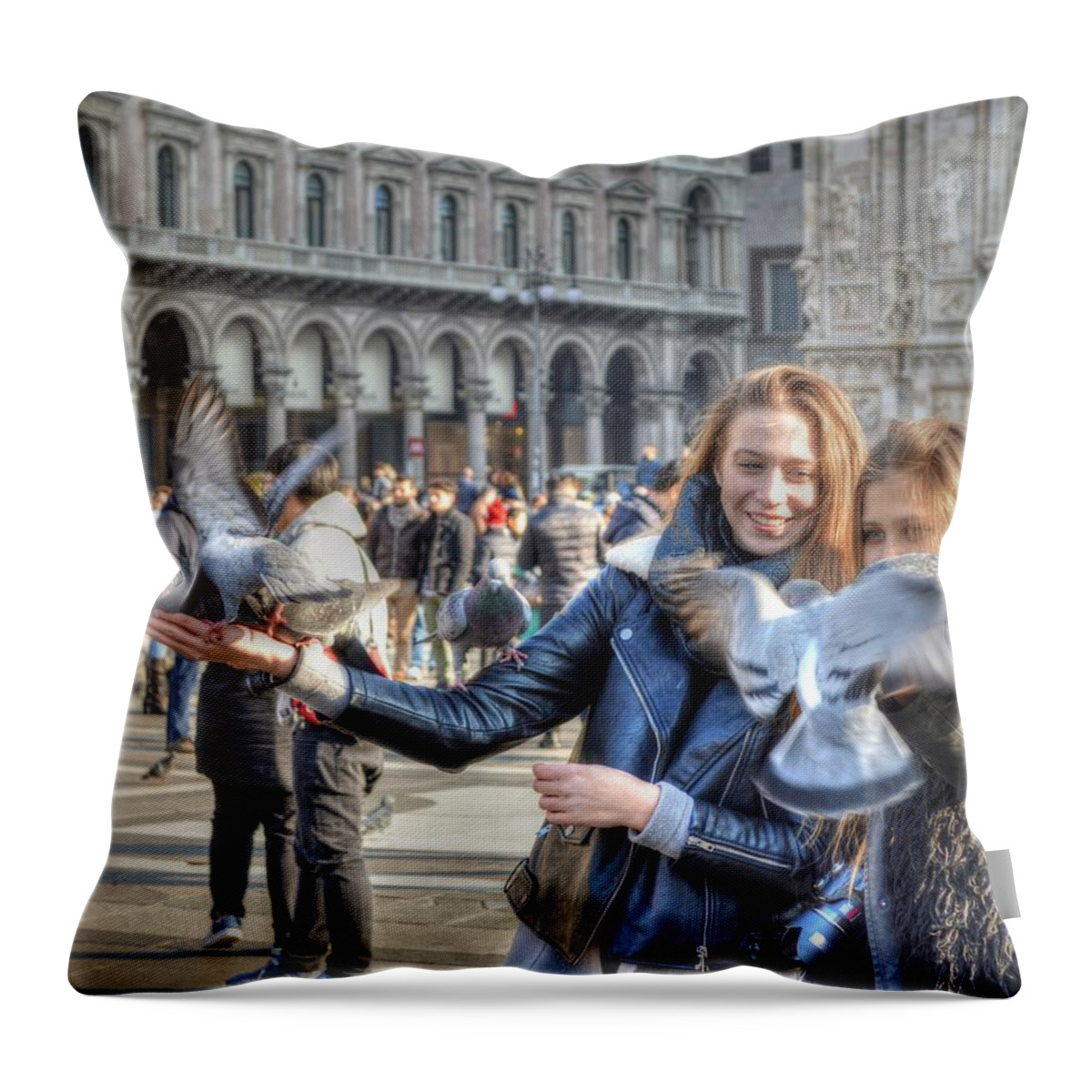 Italy Throw Pillow featuring the photograph The birds of Milan by Bill Hamilton