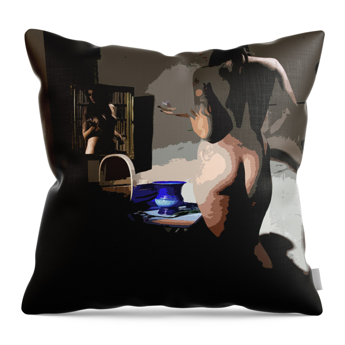 Portrait Throw Pillow featuring the photograph The Blue Bowl by Mark Egerton