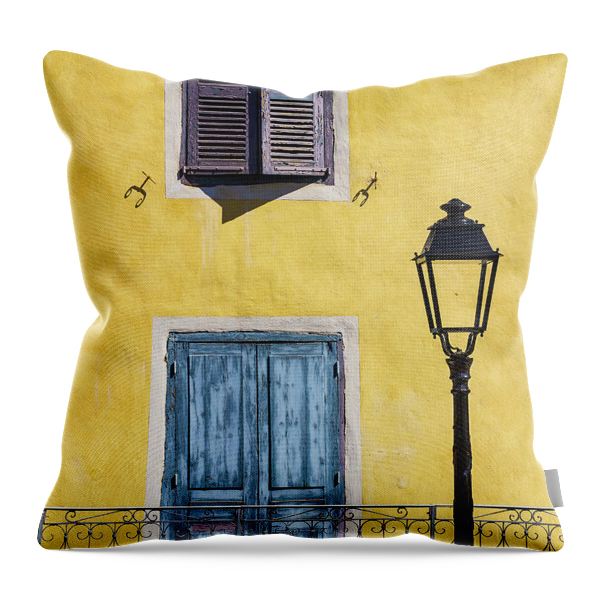 Door Throw Pillow featuring the photograph The blue door by Paul MAURICE