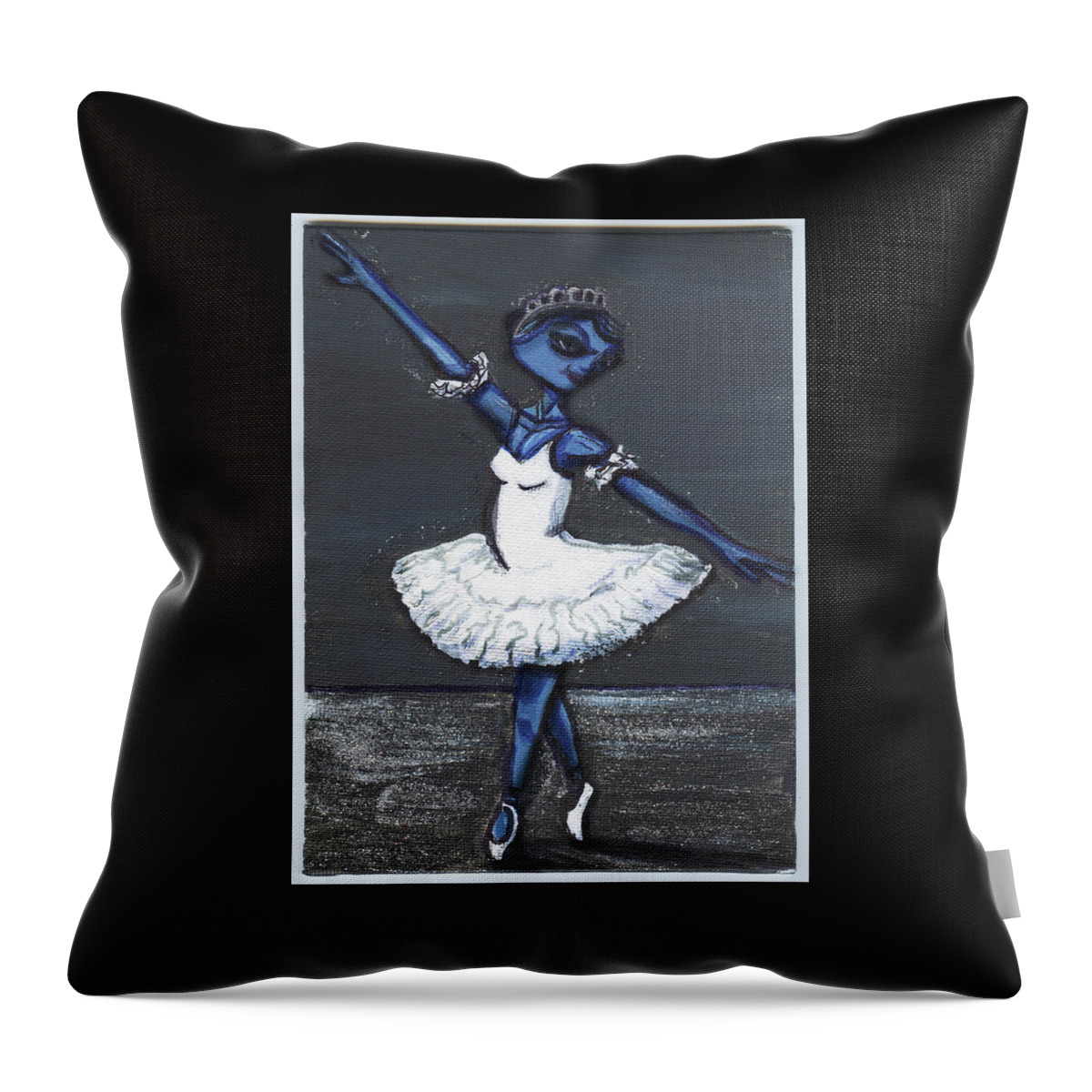 Dancer Throw Pillow featuring the painting The Blue Swan by Similar Alien