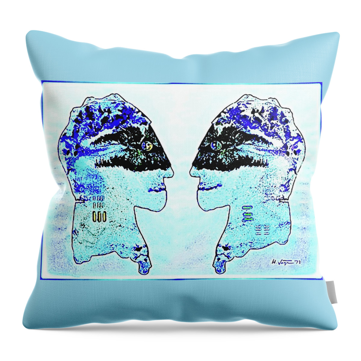 Blue Throw Pillow featuring the painting The Blues Brothers by Hartmut Jager