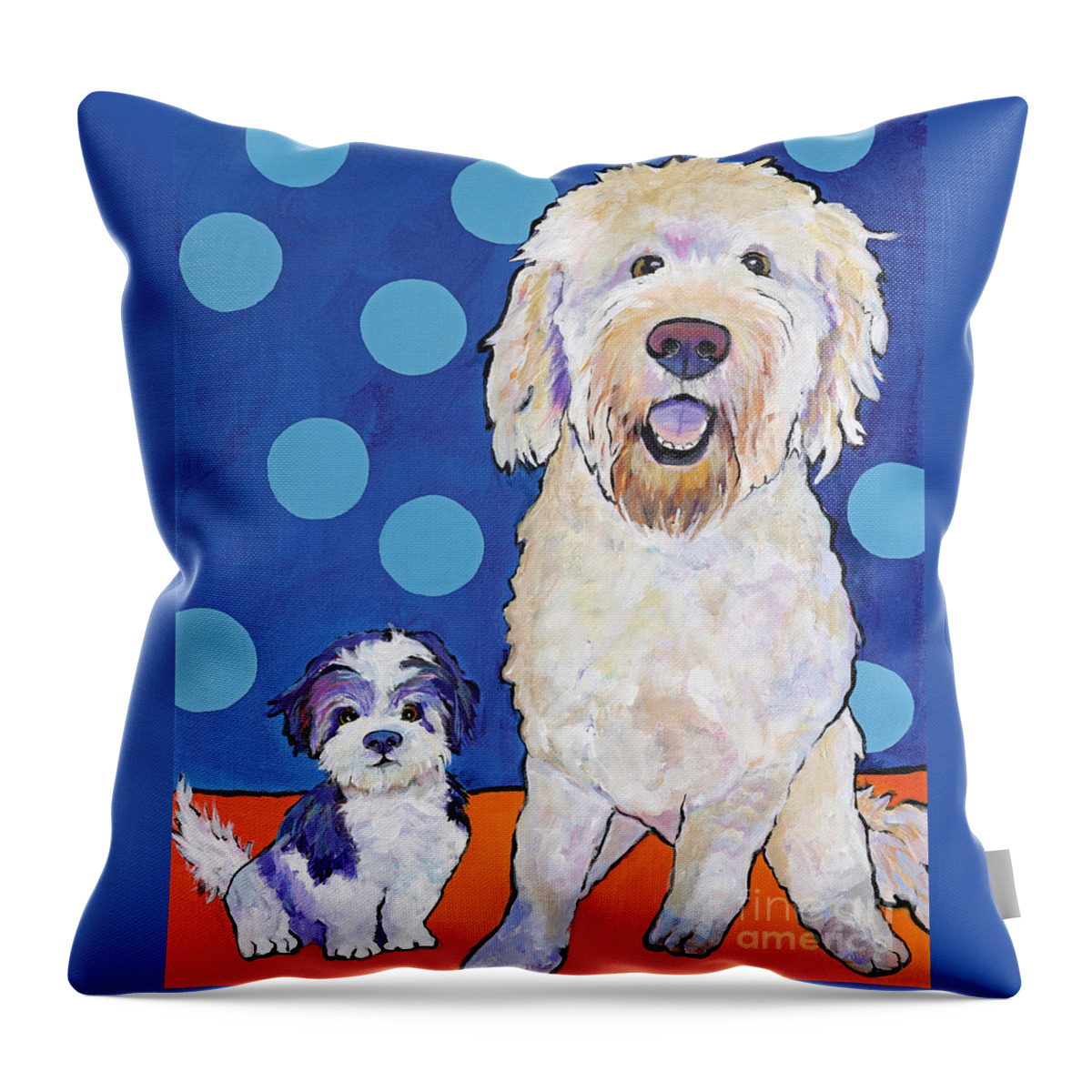 Pet Portraits Throw Pillow featuring the painting The Blues Brothers by Pat Saunders-White