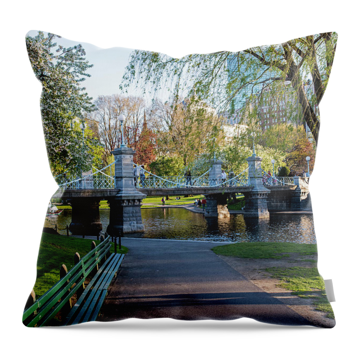 Boston Throw Pillow featuring the photograph The Boston Public Garden in the Spring Boston MA by Toby McGuire
