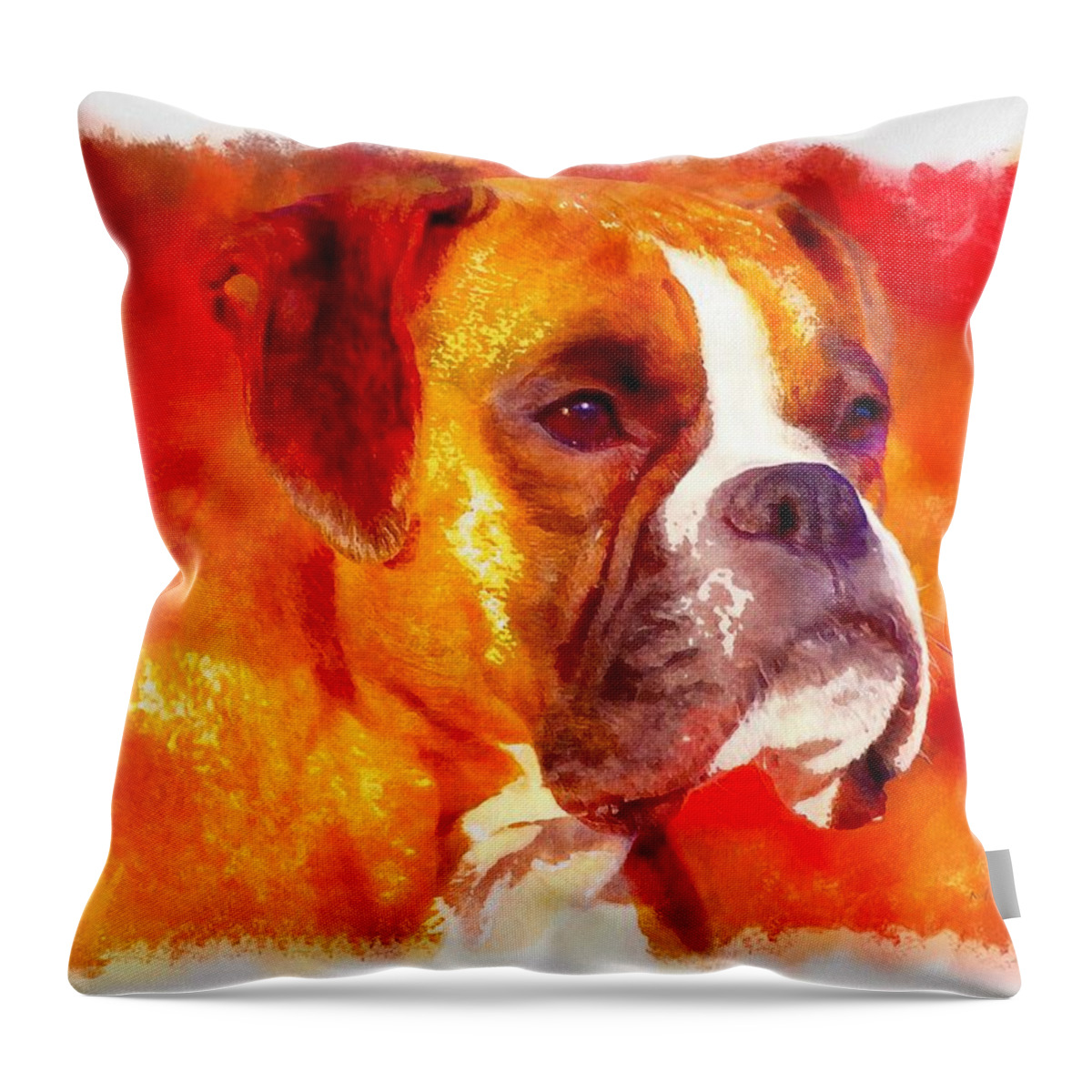 Dog Throw Pillow featuring the painting The Boxer by Maciek Froncisz