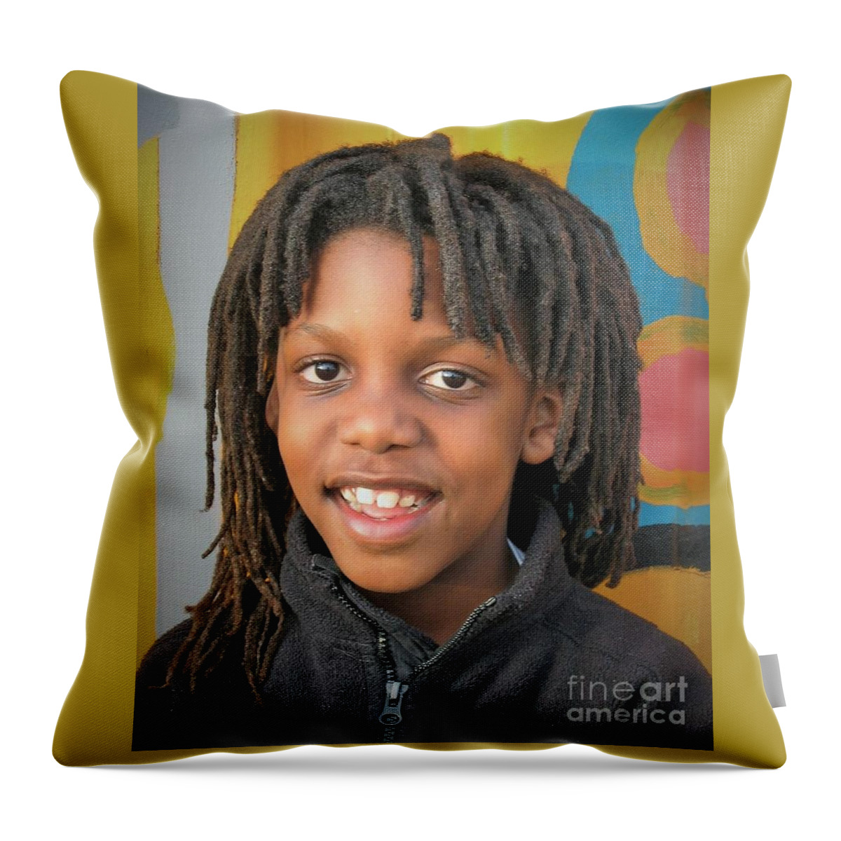 Young Boy Throw Pillow featuring the photograph The Boy Who Wore DreaDs by Angela J Wright