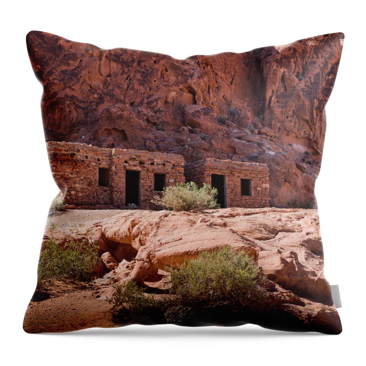 Valley Of Fire Nevada State Park Throw Pillow featuring the photograph The Cabins - Valley of Fire Nevada State Park by Tatiana Travelways