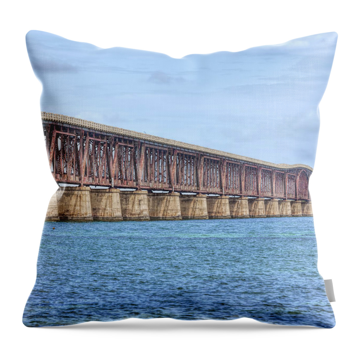 Architecture Throw Pillow featuring the photograph The Camelback Bridge in the Florida Keys by John M Bailey