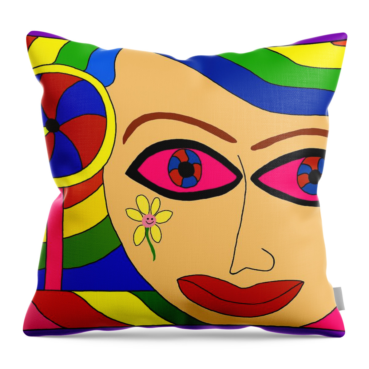 Psychedelic Art Throw Pillow featuring the digital art The Camera Eye by Laura Smith