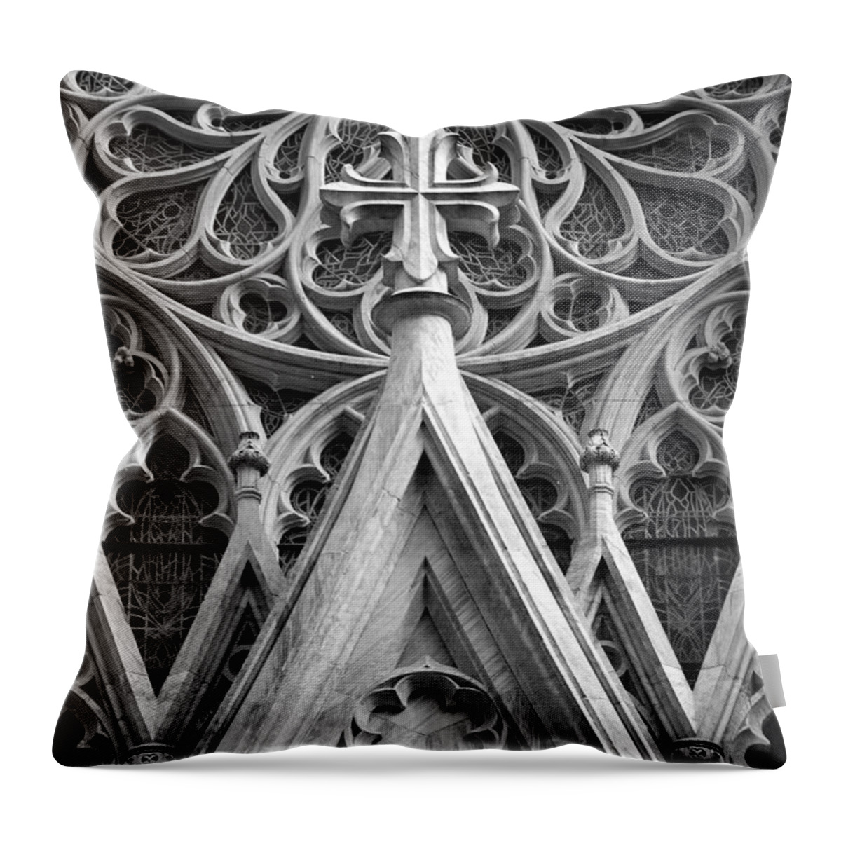 Cathedral Of St. Patrick Throw Pillow featuring the photograph The Cathedral of St. Patrick Close Up by Michael Dorn
