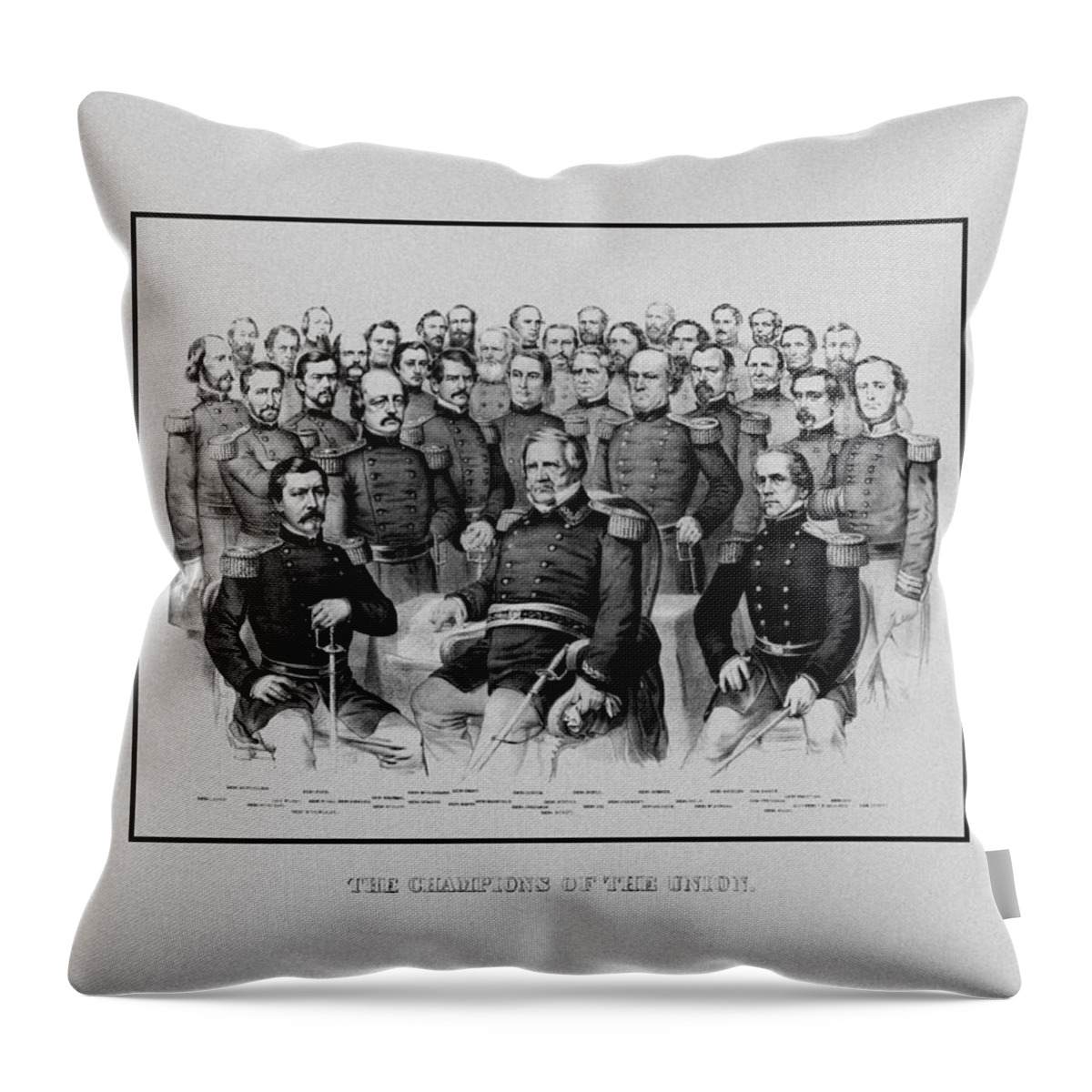 Civil War Throw Pillow featuring the mixed media The Champions Of The Union -- Civil War by War Is Hell Store