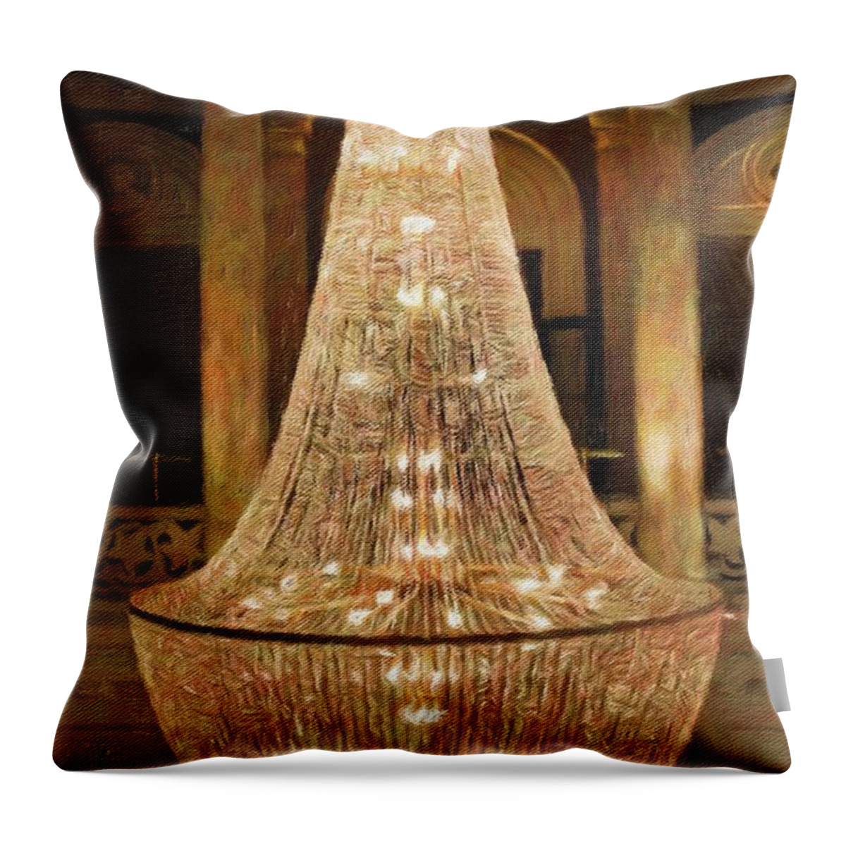 Chandelier The Grosvenor Hotel Buckingham Palace Victoria London Uk England Britain Lobby Throw Pillow featuring the photograph The Chandelier Too by Diane Lindon Coy