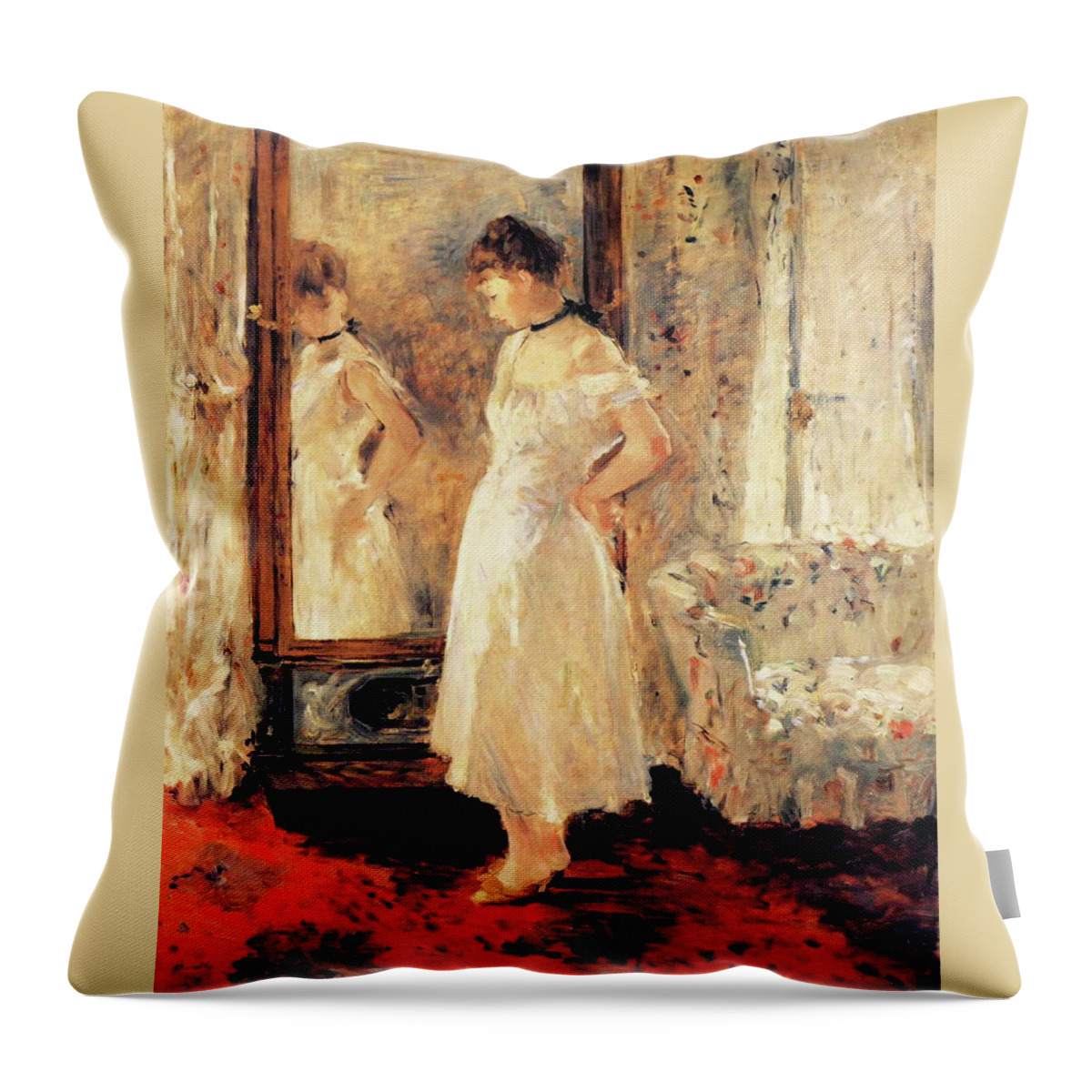 The Cheval Glass Throw Pillow featuring the painting The Cheval Glass by MotionAge Designs