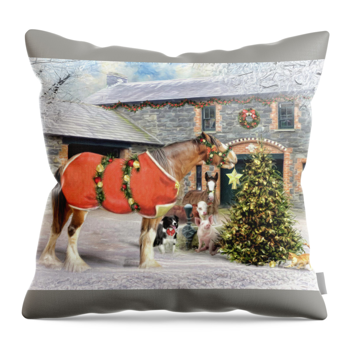 Clydesdale Throw Pillow featuring the digital art The Christmas Star by Trudi Simmonds