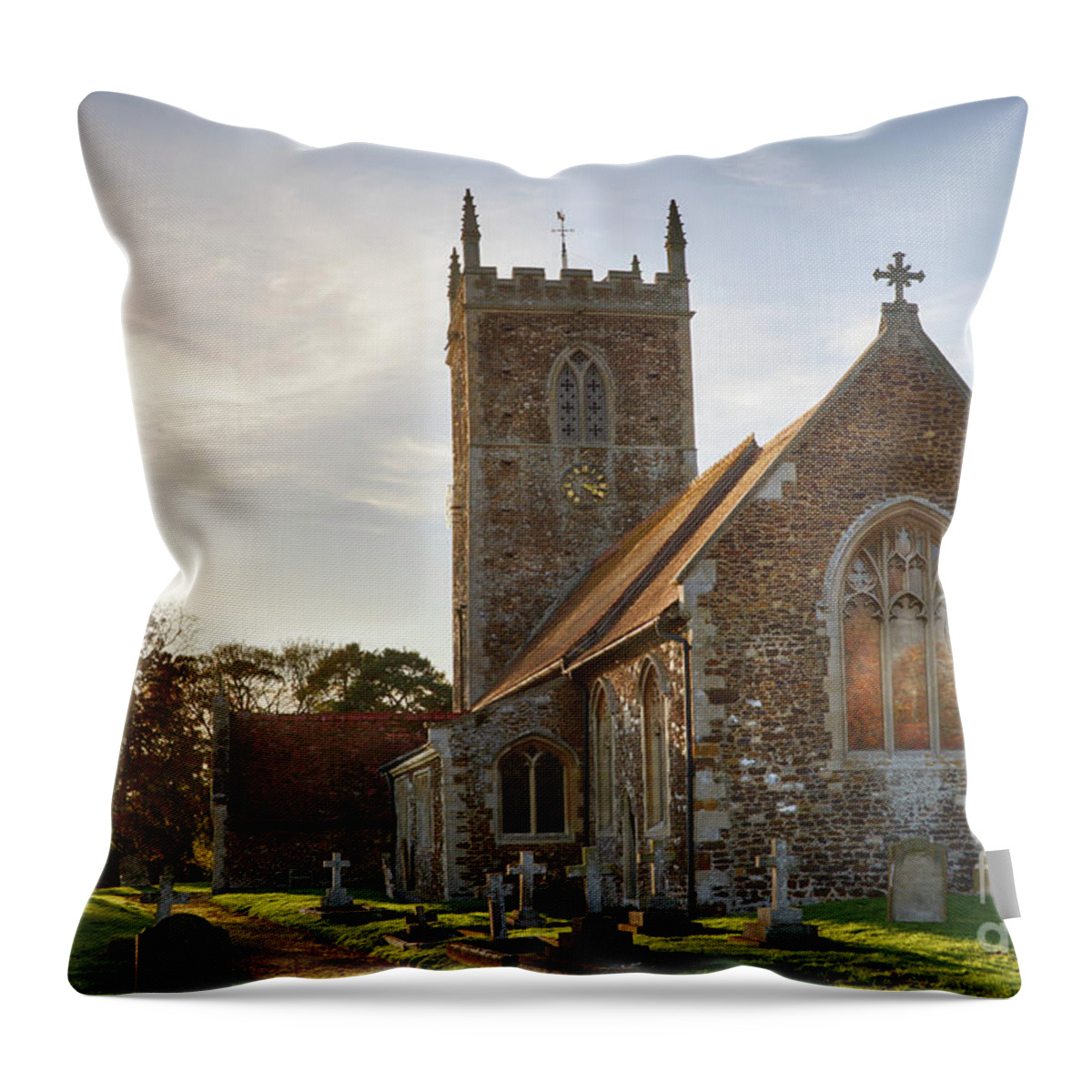 Church Throw Pillow featuring the photograph The church at West Newton, Sandringham, Norfolk, UK by Simon Bratt