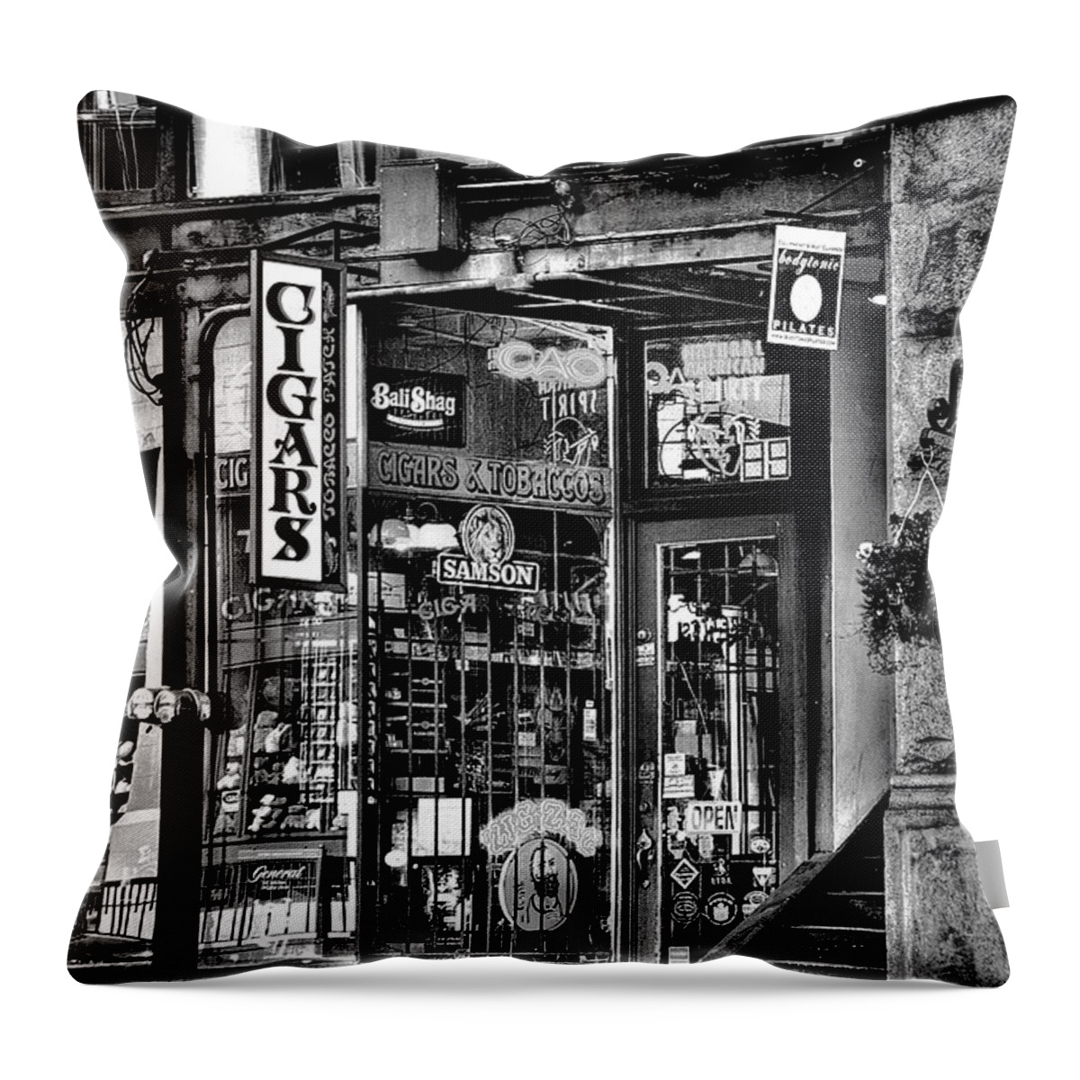 The Cigar Store Throw Pillow featuring the photograph The Cigar Store by David Patterson