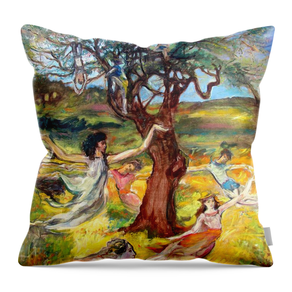 Allegorical Fantasy Throw Pillow featuring the painting the Cinnamon Tree by Scott Cumming