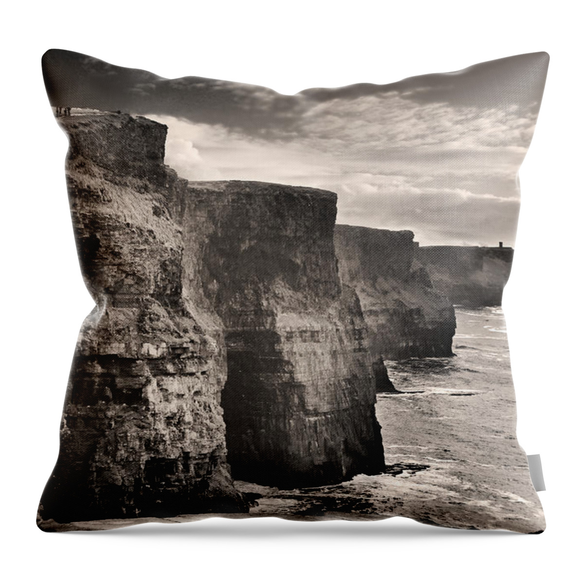 Moher Cliffs Throw Pillow featuring the photograph The Cliffs of Moher by Robert Lacy
