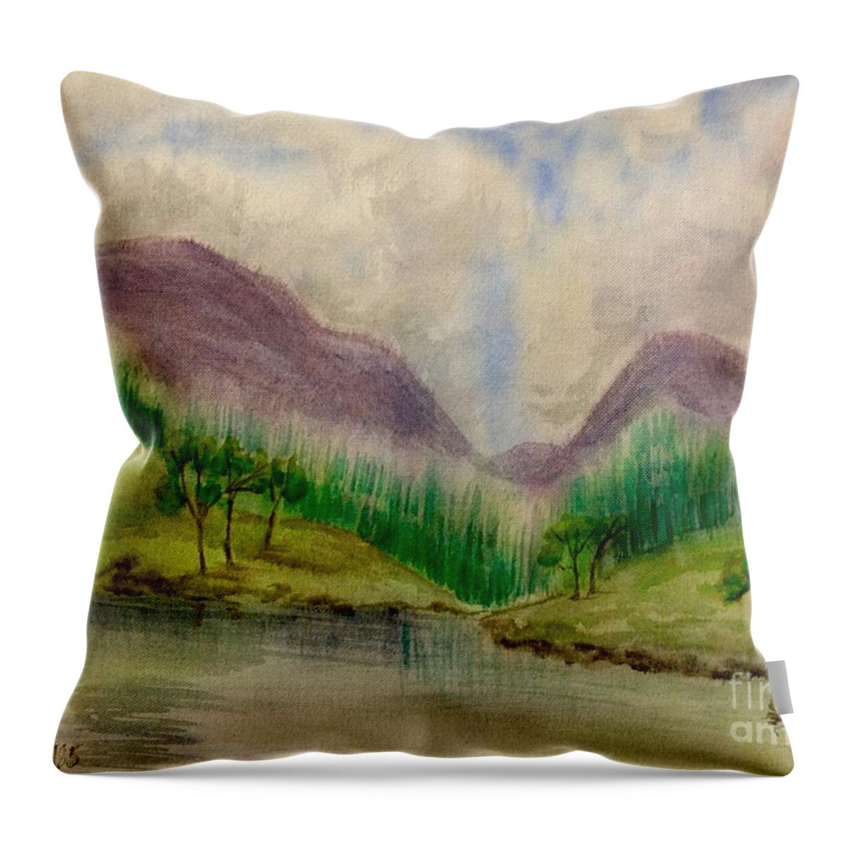 Isle Of Skye Throw Pillow featuring the painting The Coast of Skye by Joan-Violet Stretch