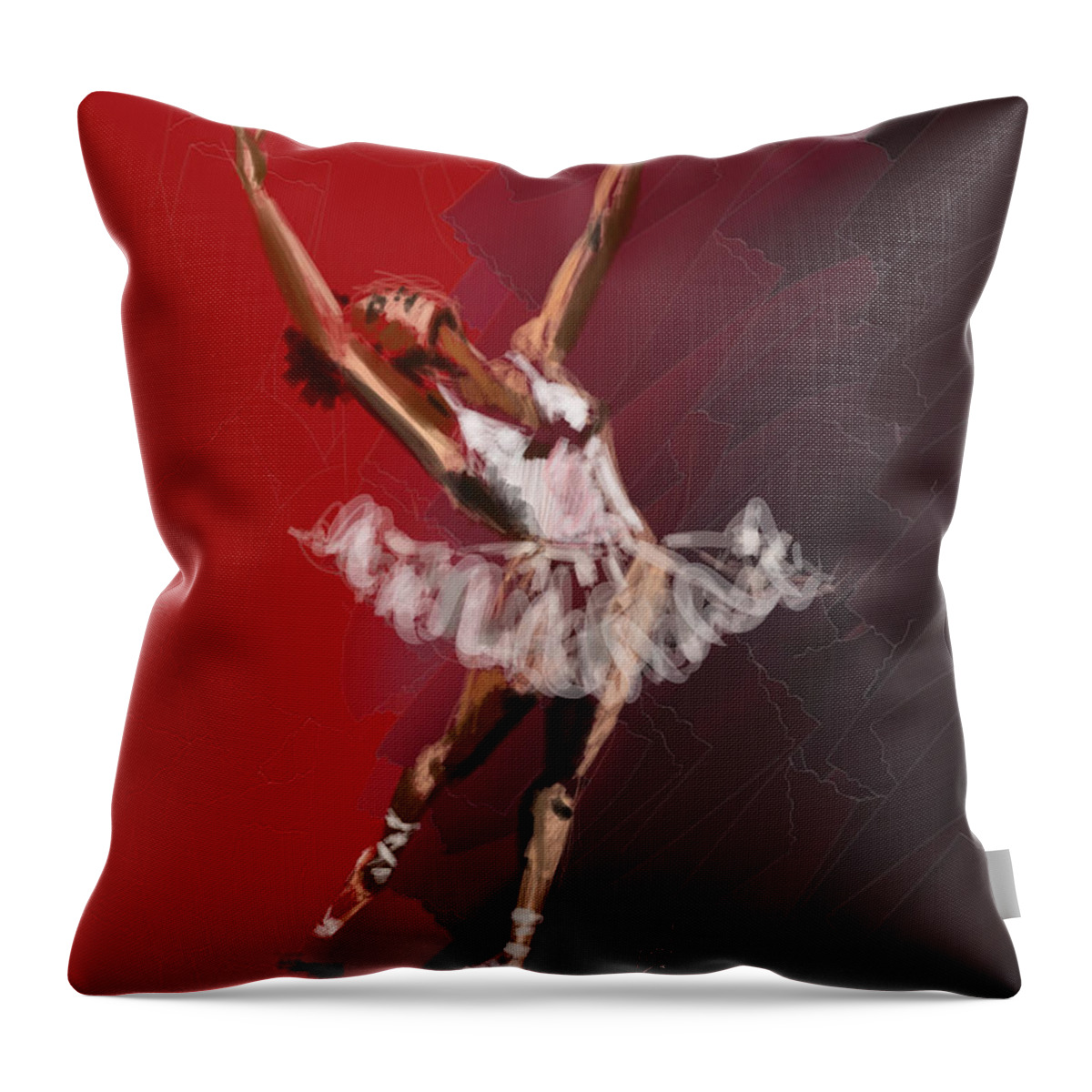 Dancer Throw Pillow featuring the drawing The Color Is Red by Terri Meredith