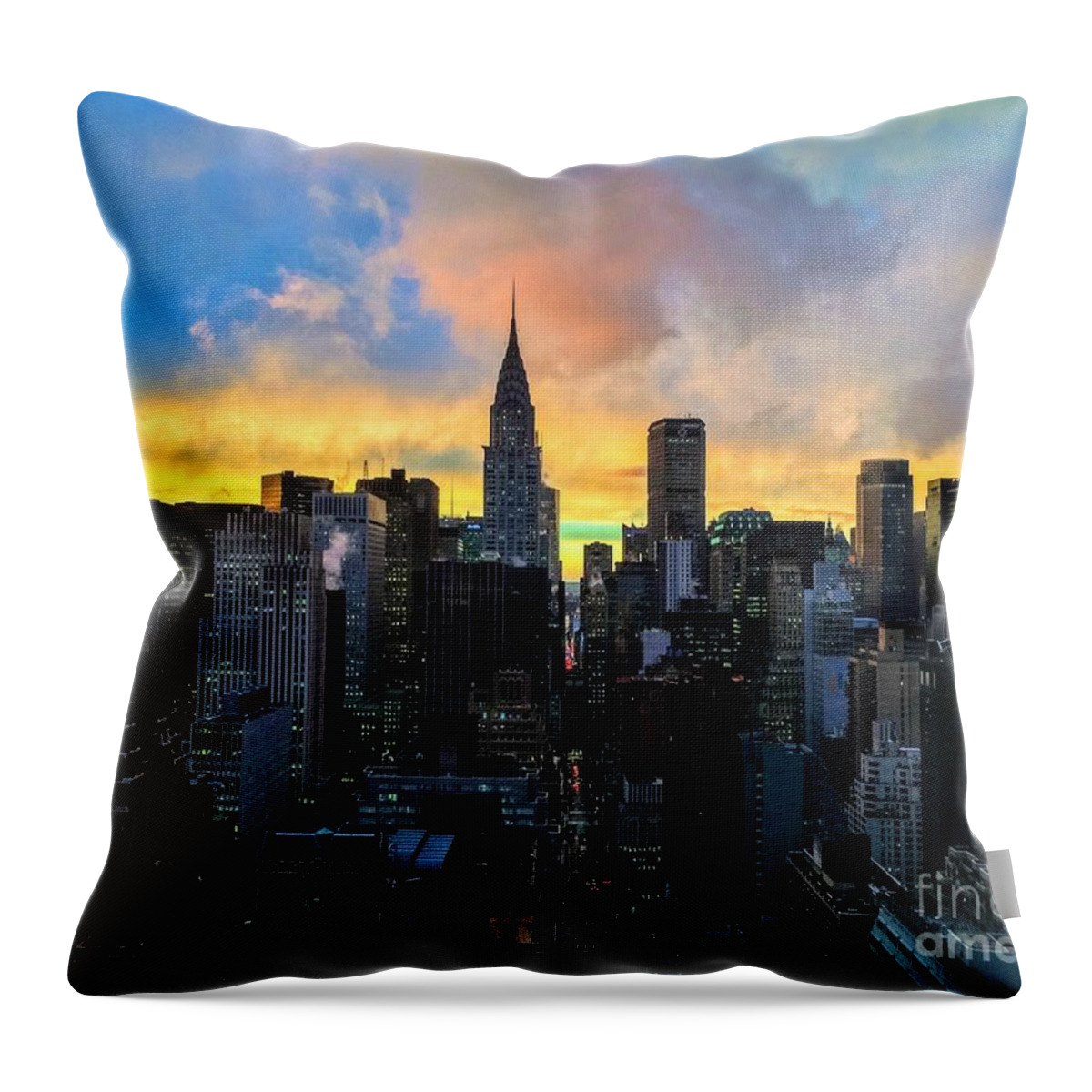 The Colors Of New York Chrysler Building At Dusk Throw Pillow featuring the photograph The Colors of New York - Chrysler Building at Dusk by Miriam Danar