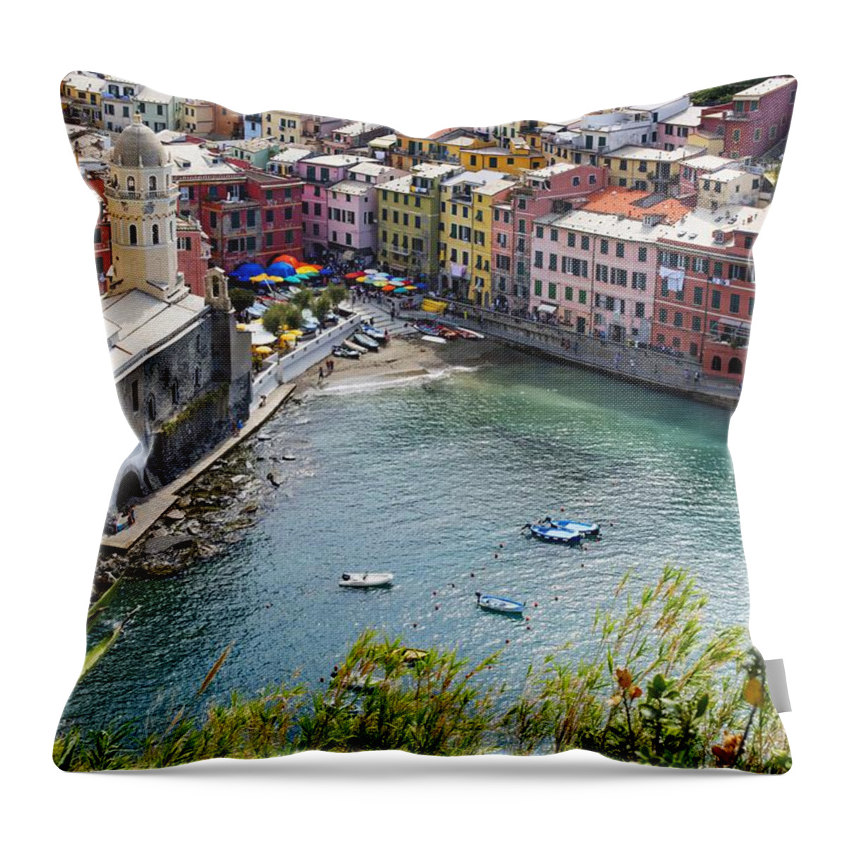 Vernazza Throw Pillow featuring the photograph The Colors of Vernazza by Brad Scott