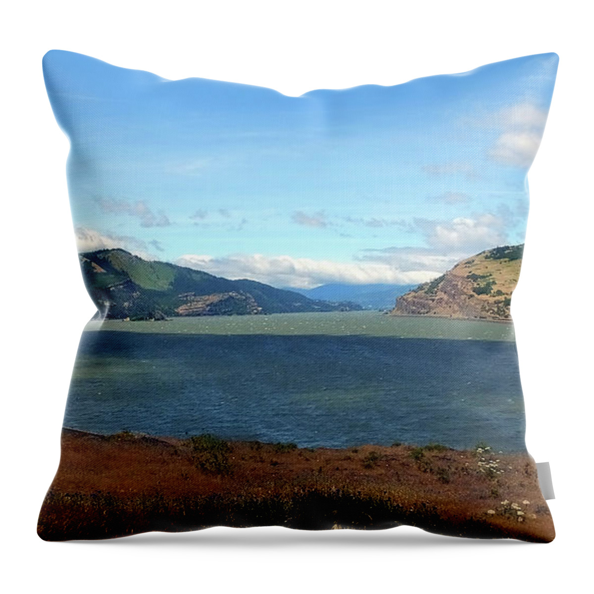 Columbia River Throw Pillow featuring the photograph The Columbia River by Judy Wanamaker