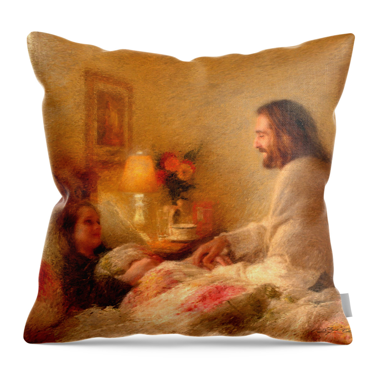 Jesus Throw Pillow featuring the painting The Comforter by Greg Olsen