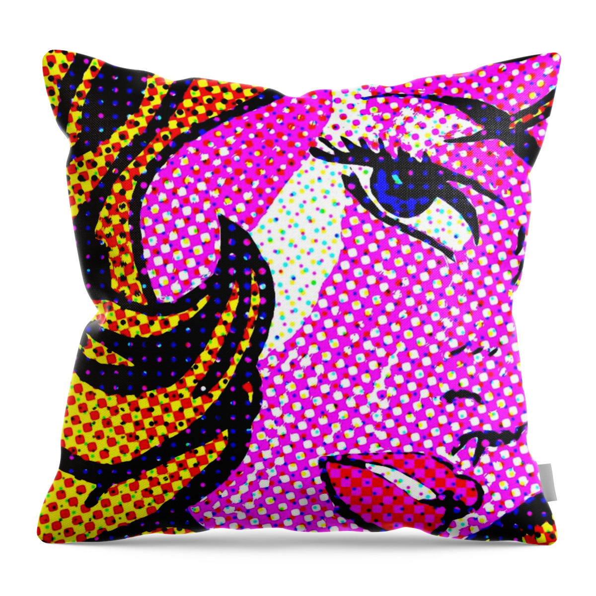 Batman Throw Pillow featuring the painting Batgirl comic girl by Robert Margetts