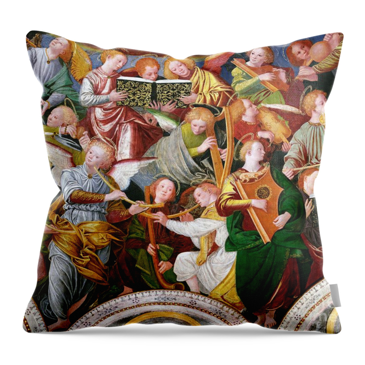 The Throw Pillow featuring the painting The Concert of Angels by Gaudenzio Ferrari