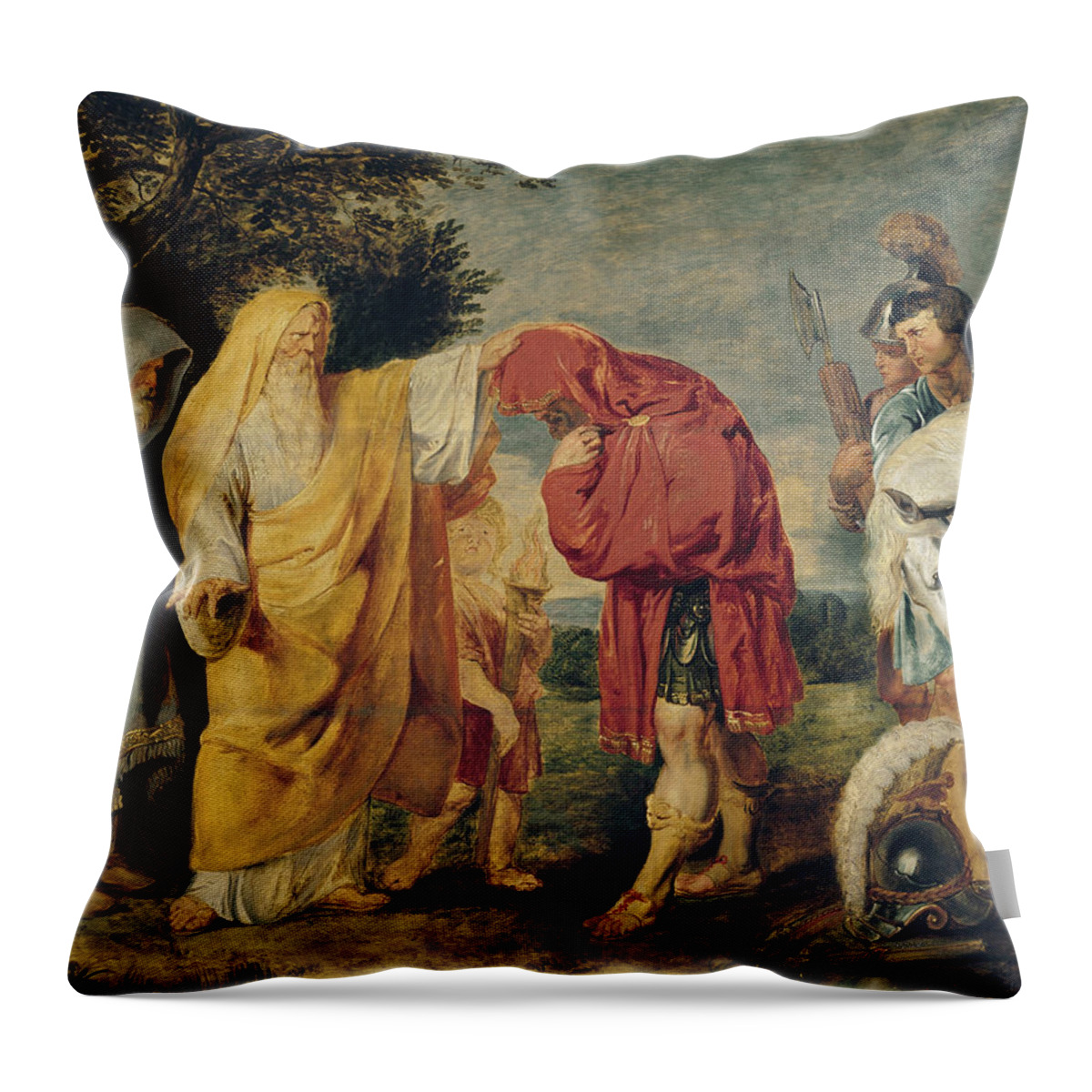 Peter Paul Rubens Throw Pillow featuring the painting The Consecration of Decius Mus by Peter Paul Rubens