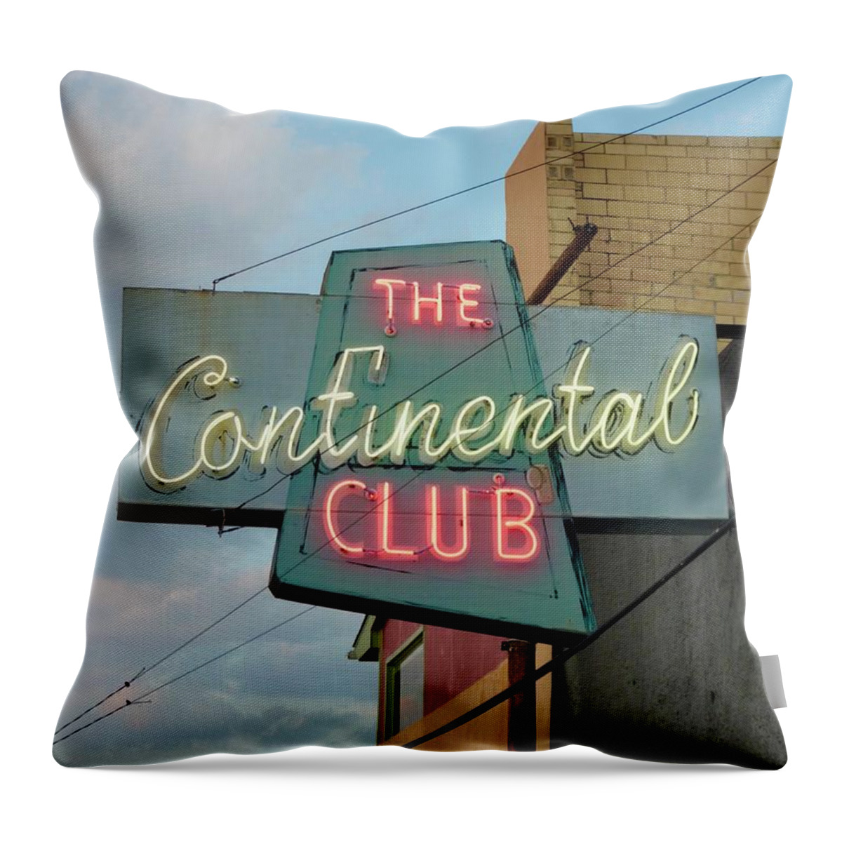 The Continental Club Throw Pillow featuring the photograph The Continental Club by Gia Marie Houck