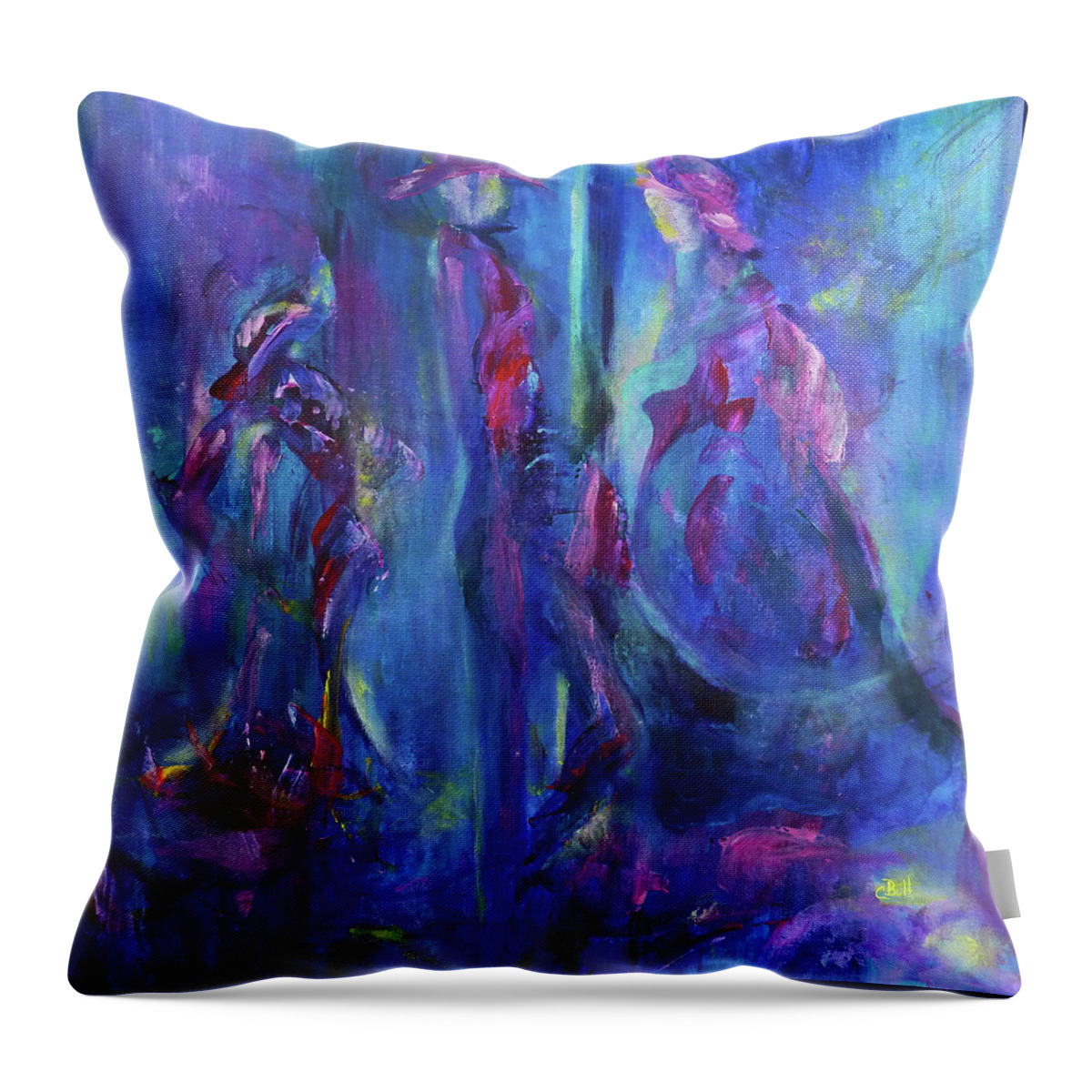 Figures Throw Pillow featuring the painting The Conversation by Claire Bull