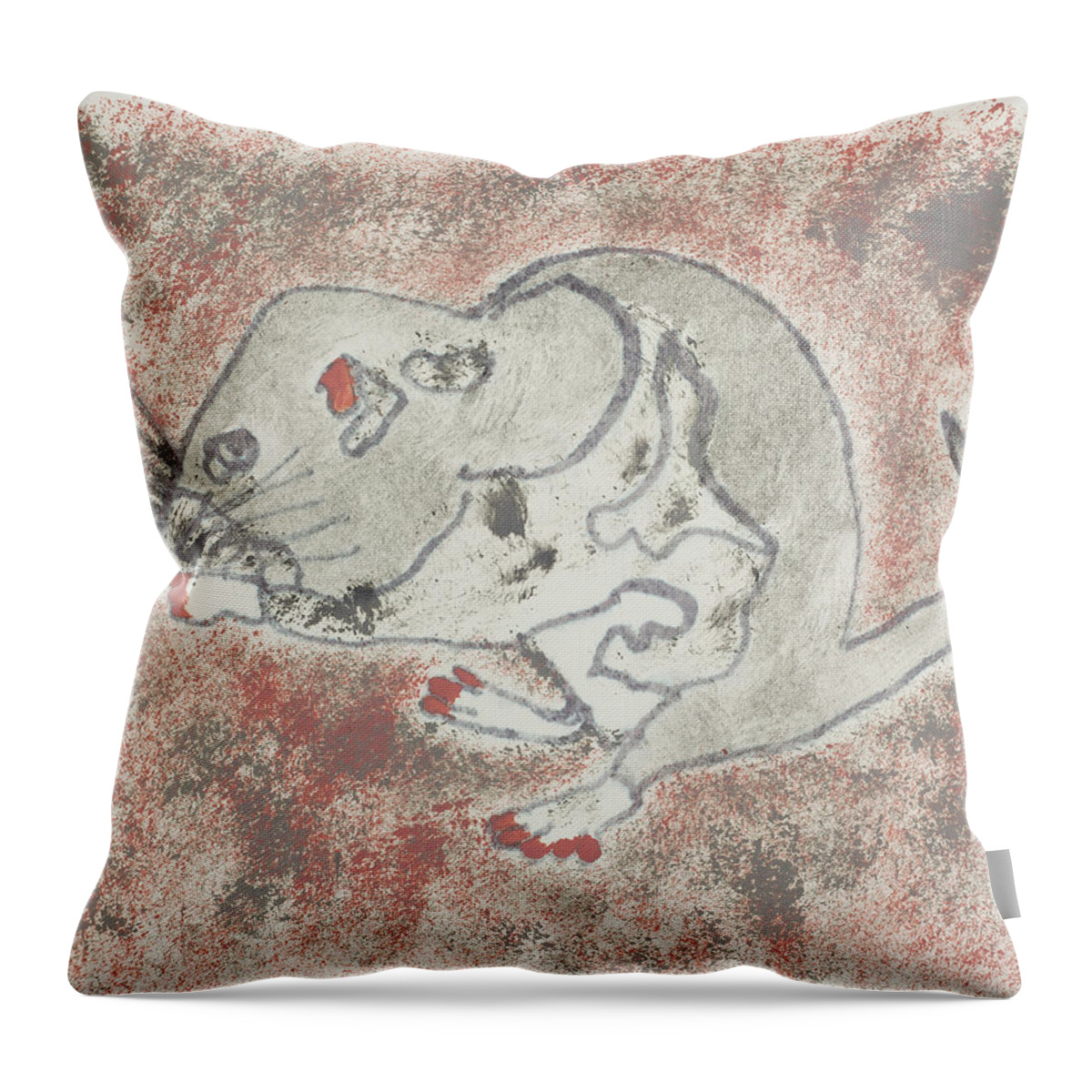 Rat Throw Pillow featuring the painting The Cool Chick #2 by Dawn Boswell Burke