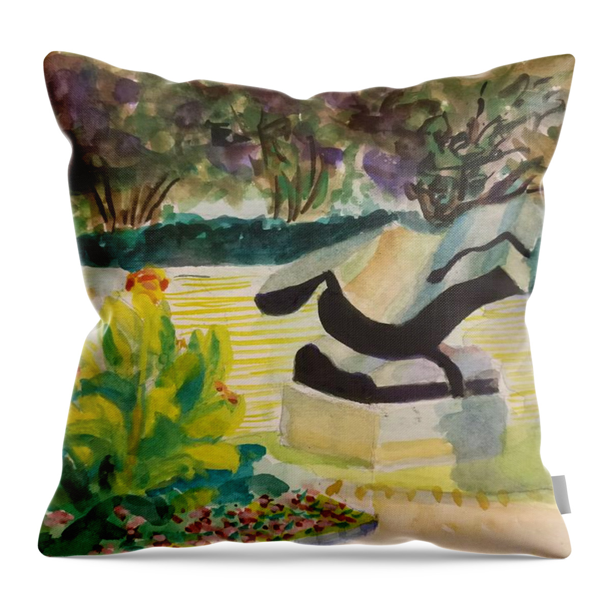 Architectural Throw Pillow featuring the painting The Corinthian Garden by Nicolas Bouteneff
