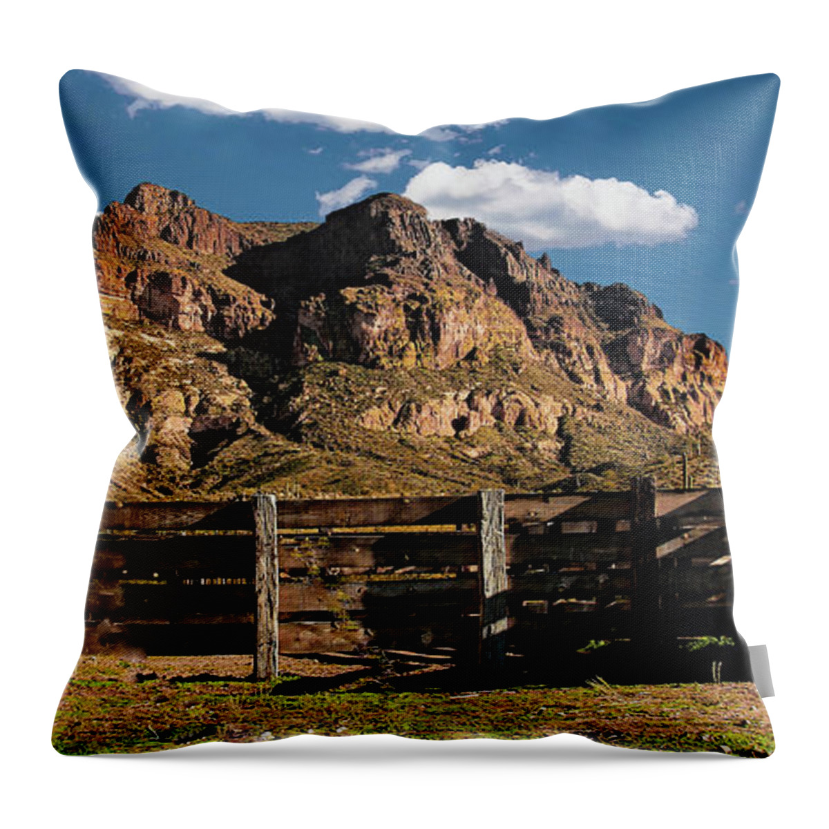 Arizona Throw Pillow featuring the photograph The Corral at Picketpost by Hans Brakob