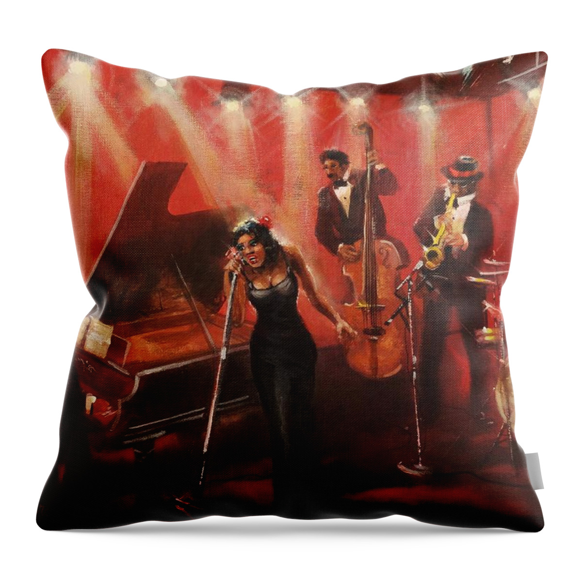 Cotton Club Throw Pillow featuring the painting The Cotton Club by Tom Shropshire