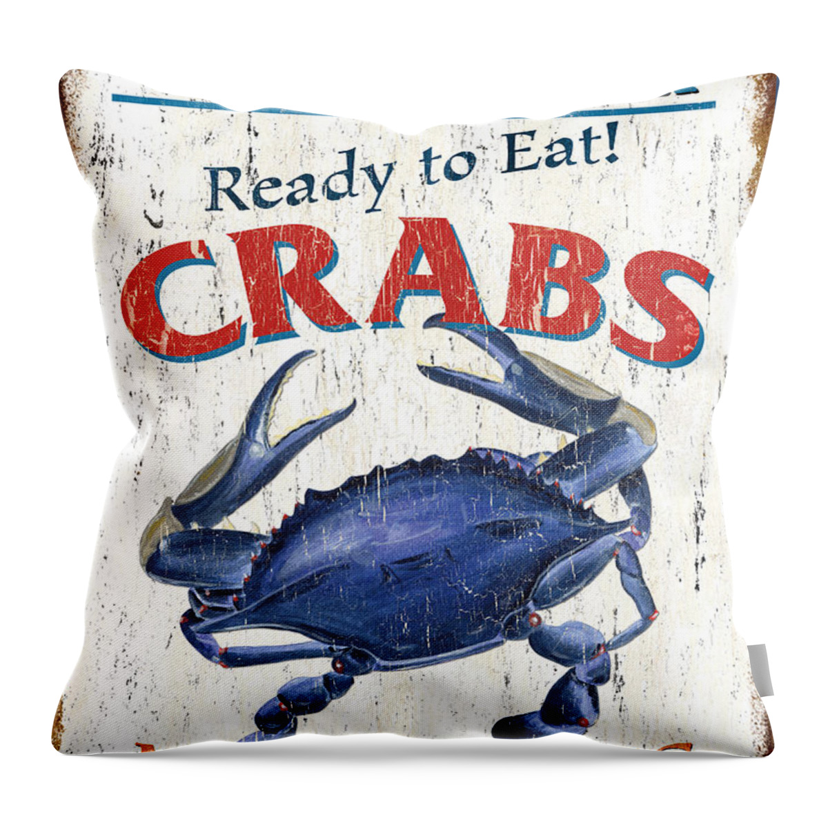 Crab Throw Pillow featuring the painting The Crab Shack by Debbie DeWitt