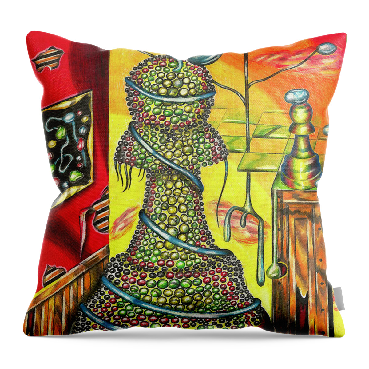 Chess Throw Pillow featuring the drawing The Creation of a Magnificent Strategy by Justin Jenkins