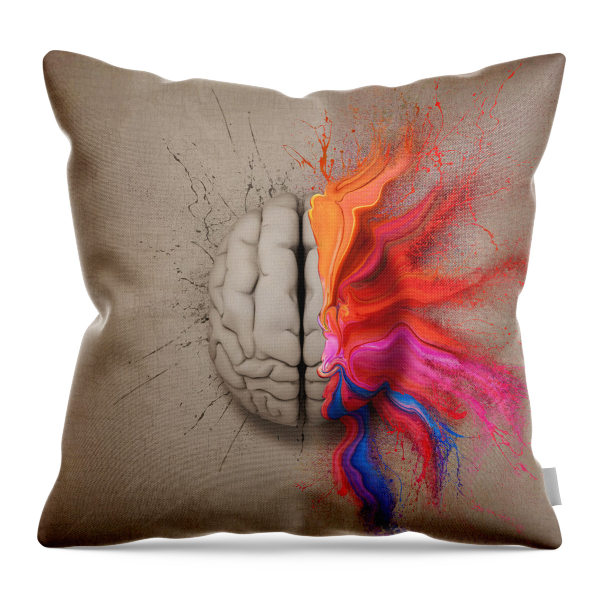 Brain Throw Pillow featuring the digital art The Creative Brain by Johan Swanepoel