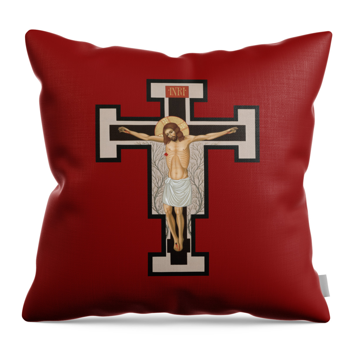 The Crucified Lord Throw Pillow featuring the painting The Crucified Lord 017 by William Hart McNichols