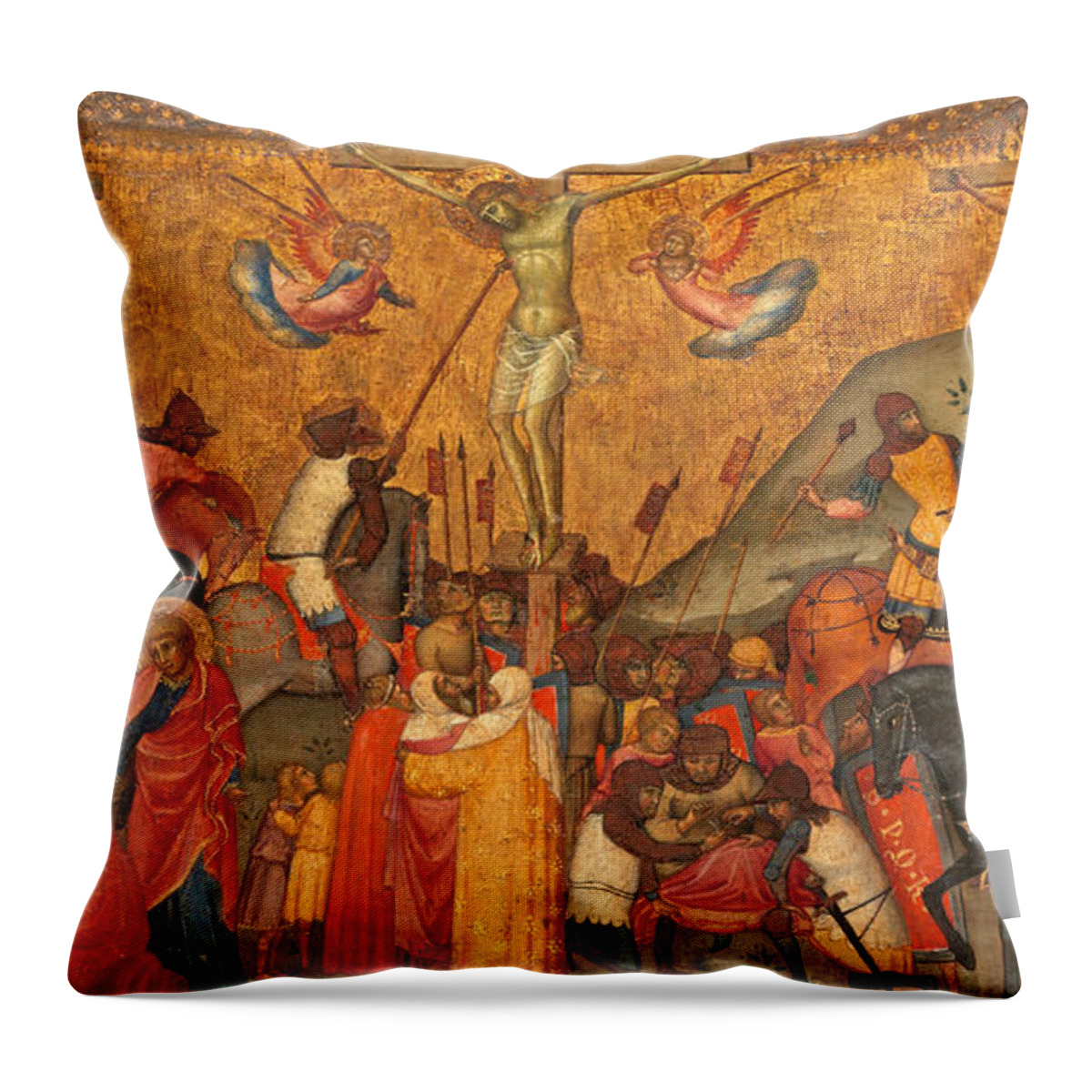 Andrea Di Bartolo Throw Pillow featuring the painting The Crucifixion by Andrea di Bartolo