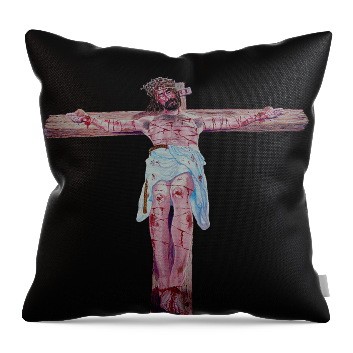 Crucifixion Throw Pillow featuring the painting The Crucifixion by Stan Hamilton
