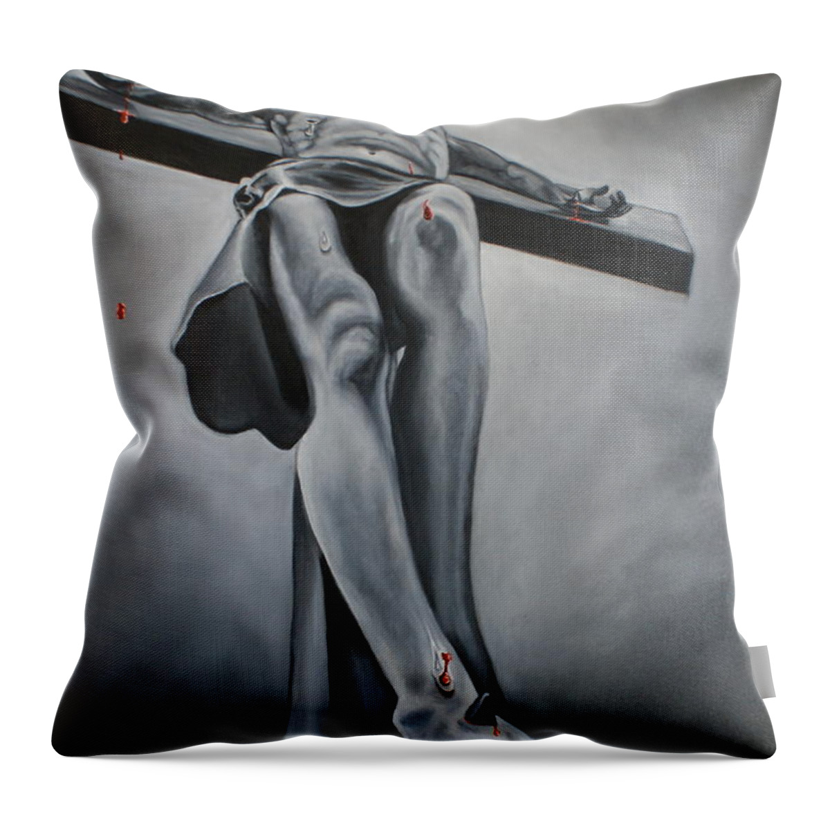Religious Throw Pillow featuring the painting The Crucifixion by Theresa Cangelosi
