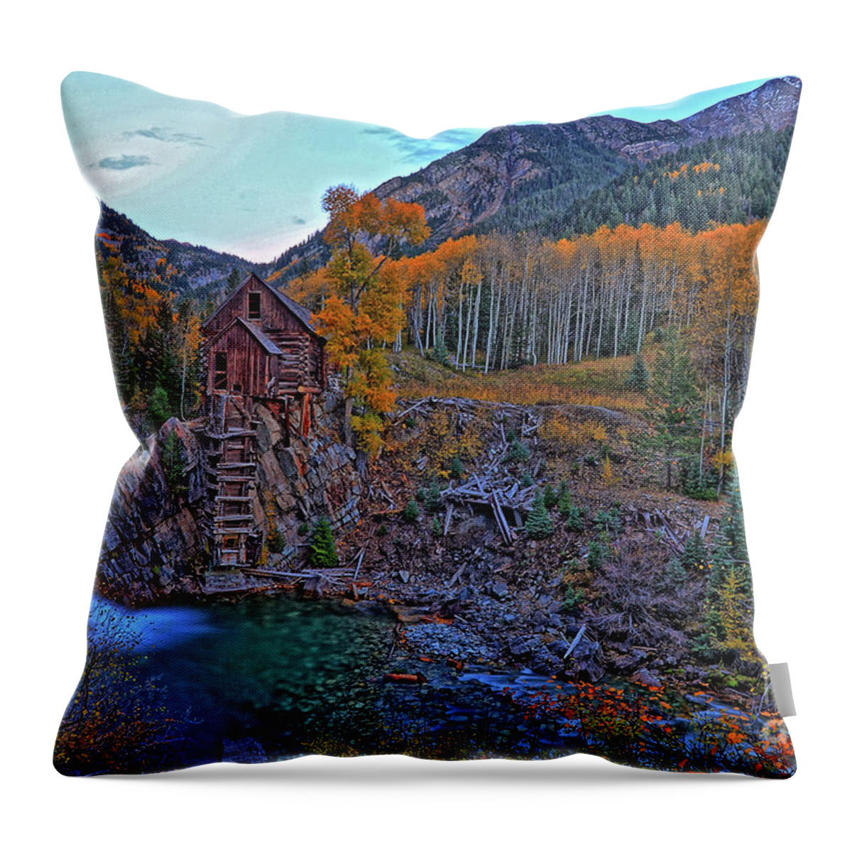 Autumn Throw Pillow featuring the photograph The Crystal Mill by Scott Mahon