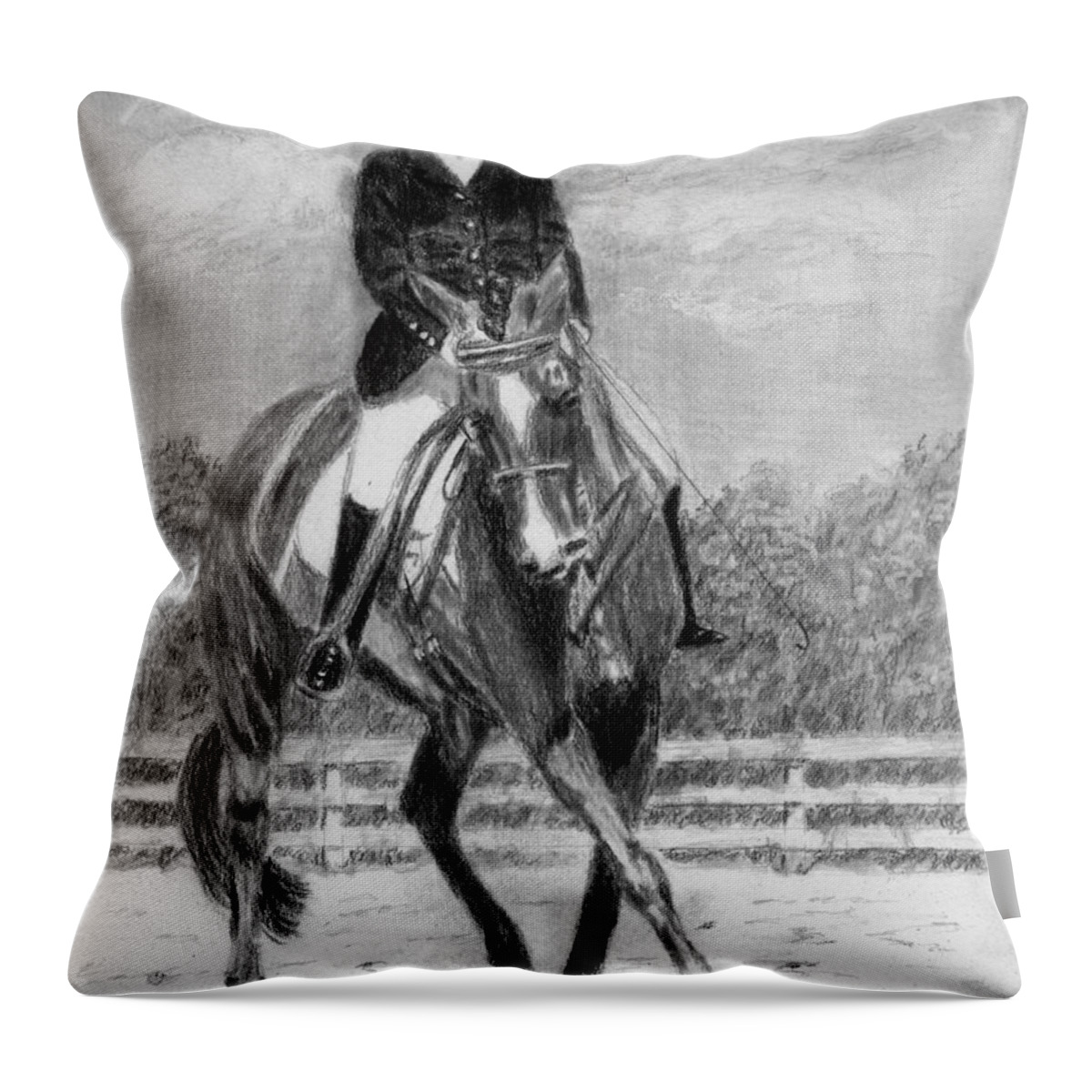 Woman Throw Pillow featuring the drawing The Dance by Quwatha Valentine