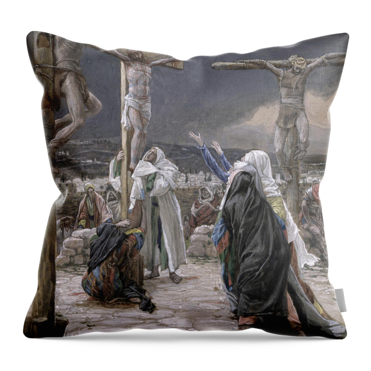 The Throw Pillow featuring the painting The Death of Jesus by Tissot