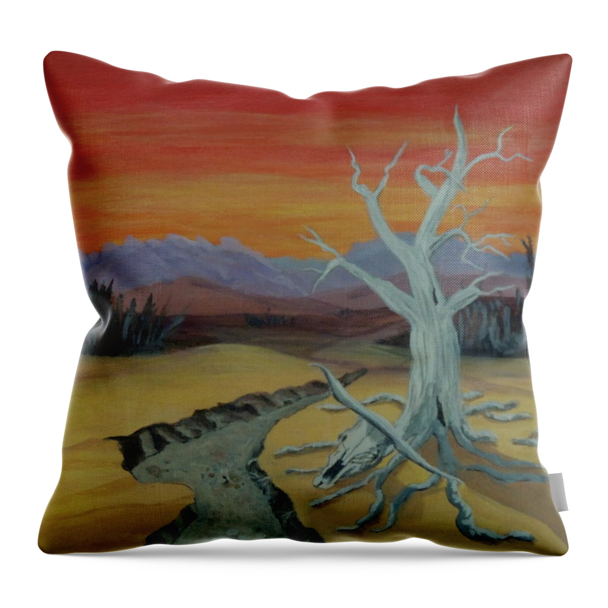 Landscape Throw Pillow featuring the painting The Desert by Lisa MacDonald